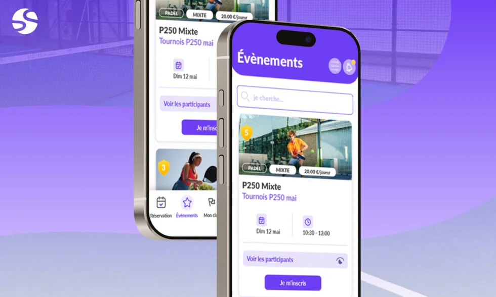 Application club de padel — interface de réservation de terrain