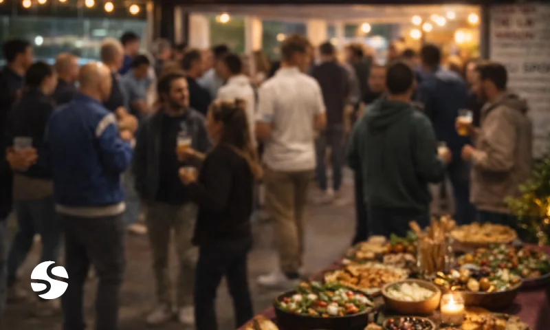 Bar dans un club de padel — membres en consommation après leur partie