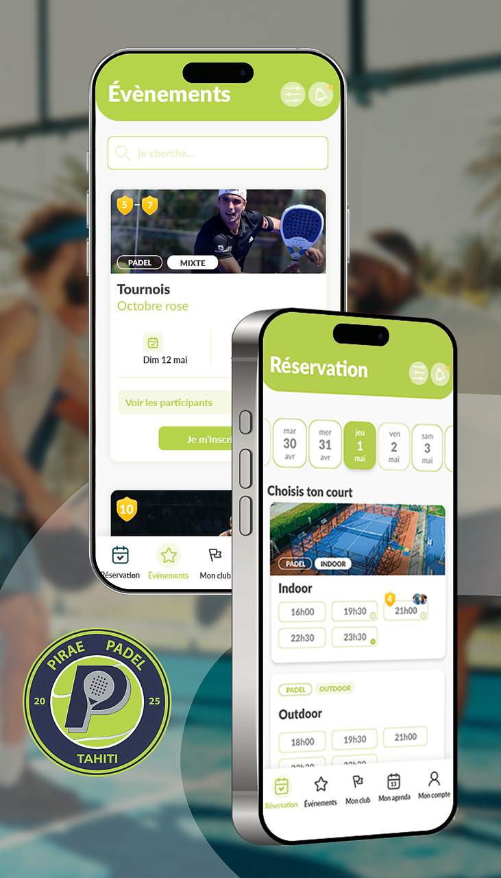 Interface logiciel club de padel Gestion Sports
