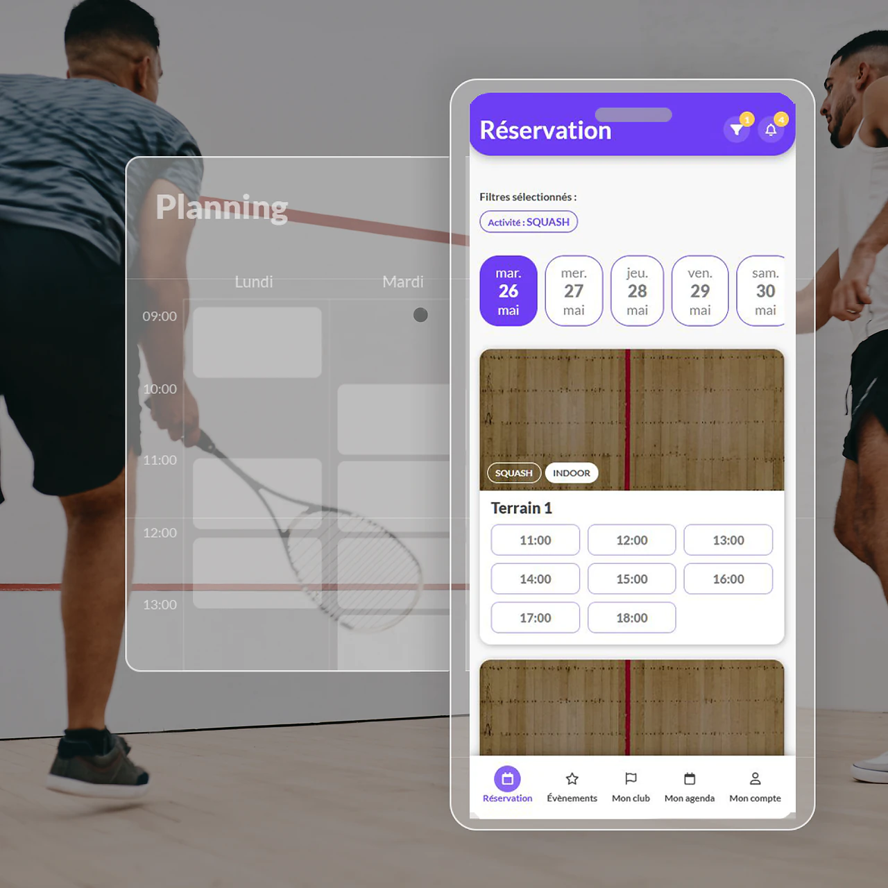 Club de squash Premium équipé Gestion Sports